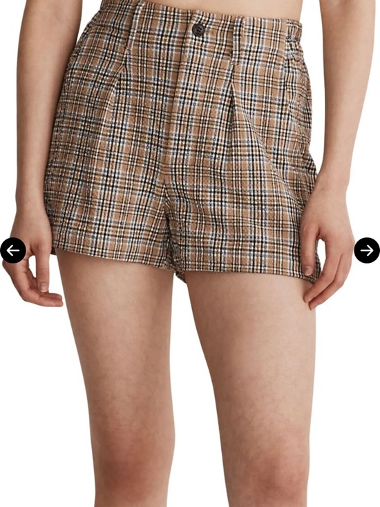 Madewell Pants - NWOT Madewell The Neale Seersucker Short - Tan and Blue Plaid - Size 0
